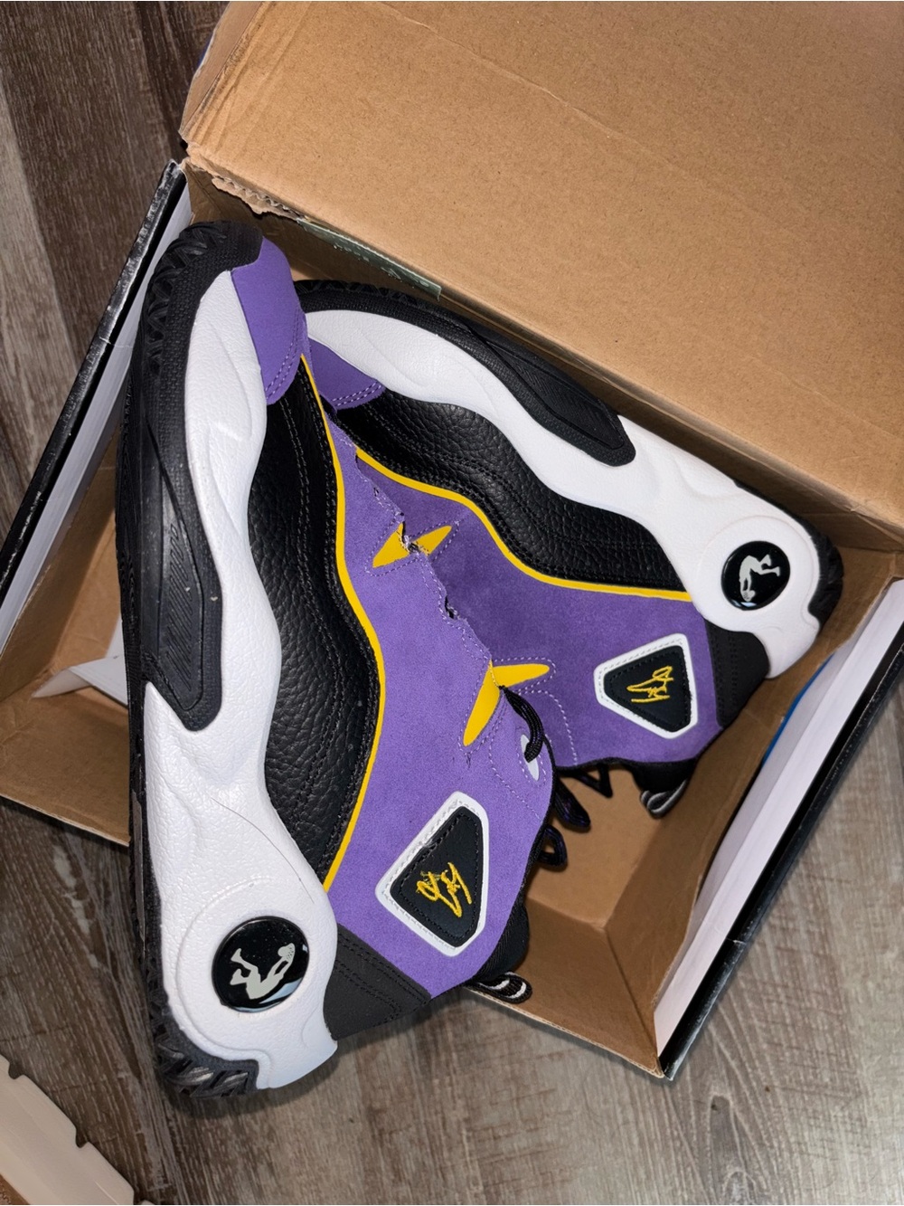 Kids Purple and Black High-Top Sneakers with Yellow Accents